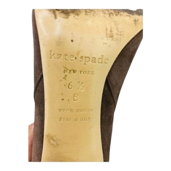 Kate Spade New York Womens Akane Suede Ankle Boots Size 6.5B Brown W/ Gold Heel - Picture 4 of 10